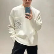 LOWE 23SS 素色口袋刺繡 圓領毛衣衛衣大學T長袖 針織：圖片 9