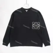 LOWE 23SS 素色口袋刺繡 圓領毛衣衛衣大學T長袖 針織：圖片 14