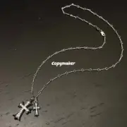 【現貨】Chrome Hearts 雙十字架 經典款 藏銀 滿鑽 莫桑鑽項鍊吊墜 CH克羅心 空哈：圖片 3