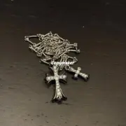 【現貨】Chrome Hearts 雙十字架 經典款 藏銀 滿鑽 莫桑鑽項鍊吊墜 CH克羅心 空哈：圖片 4