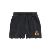 【現貨】【福利回饋免運】巴黎 BLC 24SS 雙環火焰刺繡 做舊破壞水洗 短褲棉短褲休閒褲：圖片 2