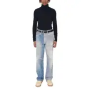 OUR LEGACY 23SS Third Cut 3D印花 塗鴉重工水洗拼色 直筒牛仔褲長褲休閒褲 淺藍色：圖片 3