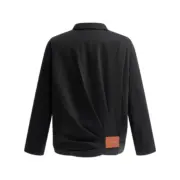 【預售】LOWE 25FW 後背皺褶皮標 拉鍊外套夾克 簡約素色 進口羊毛 黑色：圖片 2