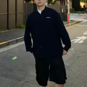 【現貨】M1U M1U 24FW 繆繆 刺繡字母logo 經典款 素色簡約 Polo衫長袖T恤 藏青色：圖片 5