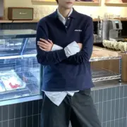 【現貨】M1U M1U 24FW 繆繆 刺繡字母logo 經典款 素色簡約 Polo衫長袖T恤 藏青色：圖片 6