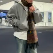 【預售】Viv1enne Westwood 23FW 經典款 漸層拼色 土星星球刺繡 羊毛混紡 圍巾 披肩：圖片 7