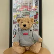 SUP x Steiff 18Fw Boxlogo 泰迪熊玩偶毛絨公仔 帽T熊：圖片 3