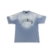 巴黎 BLC 23SS Be kind 補丁刺繡做舊破壞 logo字母 水洗 短袖T恤 天空藍：圖片 2