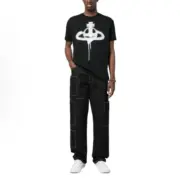 【現貨】Viv1enne Westwood 24SS 土星星球噴霧印花 短袖T恤 黑色：圖片 3