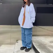 Carhartt WIP x INVINCIBLE 23SS 卡哈特 聯名 條紋復古口袋 襯衫薄夾克 藍色：圖片 4