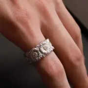 【現貨】BUCCELLATI  布契拉提 BLOSSOMS系列 雛菊 V金 彩鑽 戒指 尾戒 GD：圖片 5