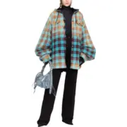 巴黎 BLC 22FW 漸層水洗 格紋 法蘭絨 棉服 外套 夾克：圖片 7