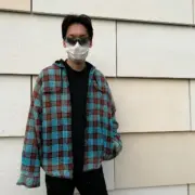 巴黎 BLC 22FW 漸層水洗 格紋 法蘭絨 棉服 外套 夾克：圖片 5