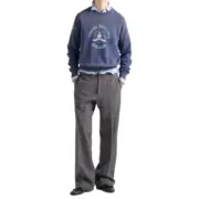 【現貨】【福利回饋】PRA 25FW 仿舊水洗印花 後背三角標貼布 衛衣大學T長袖 水洗藍：圖片 2