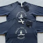 【現貨】【福利回饋】PRA 25FW 仿舊水洗印花 後背三角標貼布 衛衣大學T長袖 水洗藍：圖片 9