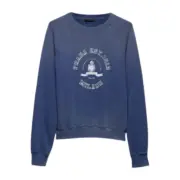 【現貨】【福利回饋】PRA 25FW 仿舊水洗印花 後背三角標貼布 衛衣大學T長袖 水洗藍