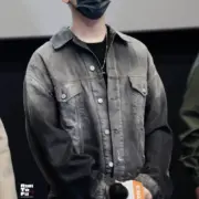 【現貨】Acne Studios 25SS 水洗潑墨黑灰 牛仔外套夾克單寧 短寬版型：圖片 3