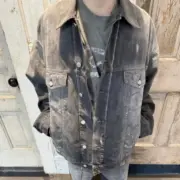 【現貨】Acne Studios 25SS 水洗潑墨黑灰 牛仔外套夾克單寧 短寬版型：圖片 4