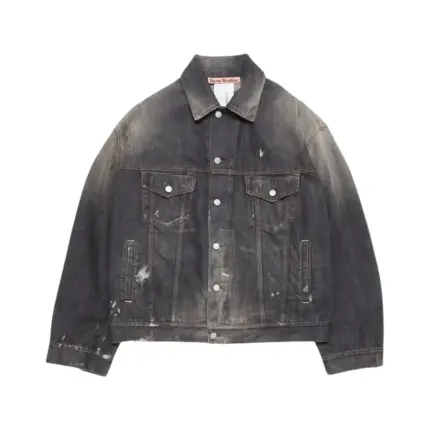 【現貨】Acne Studios 25SS 水洗潑墨黑灰 牛仔外套夾克單寧 短寬版型