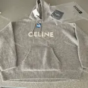 CELIN 21FW 刺繡logo 針織全羊毛毛衣 帽T連帽衛衣帽衫：圖片 8