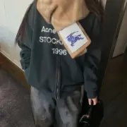 【現貨】Acne Studios 25SS 1996 水洗做舊 胸前logo 拉鍊外套棒球夾克：圖片 4