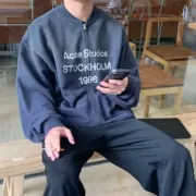 【現貨】Acne Studios 25SS 1996 水洗做舊 胸前logo 拉鍊外套棒球夾克：圖片 6