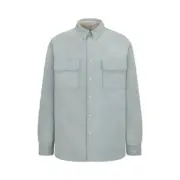 【預售】D1OR 23FW 雙面穿 刺繡logo 水洗牛仔格紋襯衫夾克外套：圖片 6