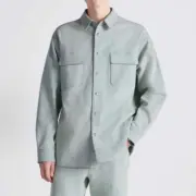 【預售】D1OR 23FW 雙面穿 刺繡logo 水洗牛仔格紋襯衫夾克外套：圖片 3