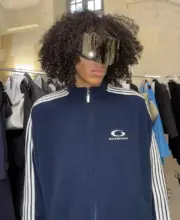 【現貨】BLC 巴黎 25FW Loop Sports Icon 循環單環刺繡 搖粒絨外套運動外套夾克 海軍藍：圖片 5