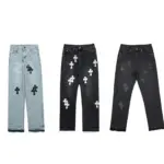 2021SS CHROME HEARTS x Levi’s 克羅心 十字架 皮標 牛仔褲 直筒褲 長褲