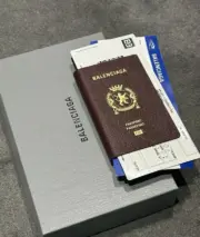 巴黎 BLC 24SS Passport 錢包長夾零錢包皮夾護照套護照夾卡套 牛皮 紅棕色：圖片 6