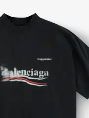 巴黎 BLC 24SS Political Campaign 模糊漸層迷霧可樂波浪 短袖T恤 黑色米白 經典款：圖片 8