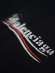 巴黎 BLC 24SS Political Campaign 模糊漸層迷霧可樂波浪 短袖T恤 黑色米白 經典款：圖片 10