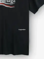 巴黎 BLC 24SS Political Campaign 模糊漸層迷霧可樂波浪 短袖T恤 黑色米白 經典款：圖片 13