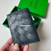 【預售】【福利回饋】BV家 Intrecciato寬編織 NAPPA 頭層牛皮 卡包零錢包小包卡套 深藍色：圖片 4