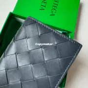 【預售】【福利回饋】BV家 Intrecciato寬編織 NAPPA 頭層牛皮 卡包零錢包小包卡套 深藍色：圖片 6