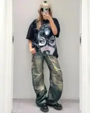 【現貨】Acne Studios 25SS 做舊水洗 糖果鏈條 3D印花 直筒牛仔褲長褲工裝褲 1981M/2006：圖片 10