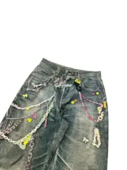 【現貨】Acne Studios 25SS 做舊水洗 糖果鏈條 3D印花 直筒牛仔褲長褲工裝褲 1981M/2006：圖片 16