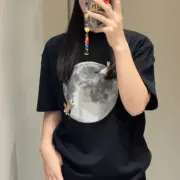 【現貨】【全套包裝】LOWE x Suna Fujita 25SS 聯名 兔子月兔滿月刺繡 短袖T恤 黑色：圖片 5