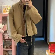 【現貨】Acne Studios 25SS 巴恩風 皮領拼接棉服夾克外套 短寬版型：圖片 2