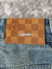 【預售】1V 24FW 經典棋盤格滿版 水洗做舊 直筒牛仔褲長褲工裝褲 藍色：圖片 17