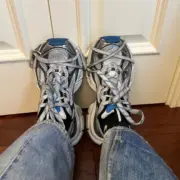 【預售】巴黎 BLC 3XL 時尚復古作舊 增高 老爹鞋 休閒鞋 XXXL 藍銅 白藍：圖片 5