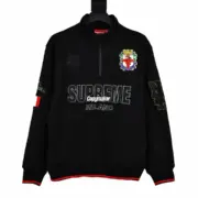 【預售】SUP FW22 Week 1 Milano Half Zip Pullover 半拉鏈徽章刺繡衛衣長袖大學T 黑/白：圖片 4