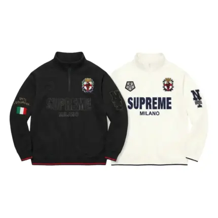 【預售】SUP FW22 Week 1 Milano Half Zip Pullover 半拉鏈徽章刺繡衛衣長袖大學T 黑/白