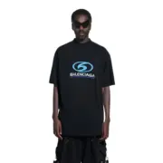 巴黎 BLC 24SS 衝浪 雙面logo 開裂印花爆裂紋 小破壞 短袖T恤：圖片 5