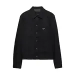 【預售】【原廠面料】PRA 25SS 原廠三角標logo 水洗單寧黑色條紋牛仔夾克外套 短寬