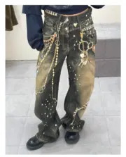 【現貨】【2026新年福利】Acne Studios 26SS 新年限定 黑金鍊條3D印花 牛仔褲工裝褲 1981M：圖片 4