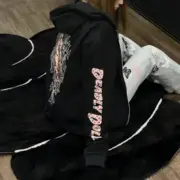 【現貨】Chrome Hearts x DEADLY DOLL 聯名 字母十字架比基尼 拉鍊衛衣夾克連帽外套 黑色：圖片 5
