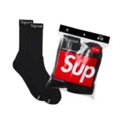 【現貨】【雙11新品】Sup x Hanes 聯名經典 純棉襪子中筒襪棉襪長襪 一組四雙 黑/白：圖片 2