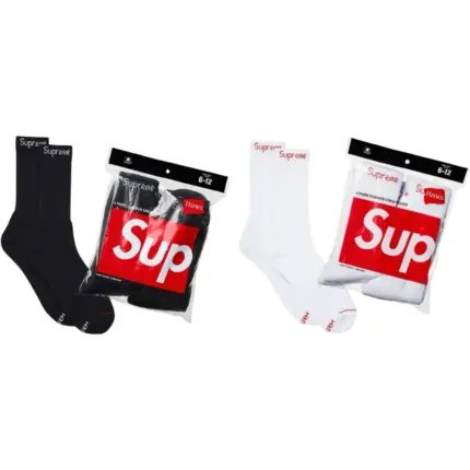 【現貨】【雙11新品】Sup x Hanes 聯名經典 純棉襪子中筒襪棉襪長襪 一組四雙 黑/白